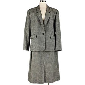 Evan Picone Suit 2-Piece Vintage Wool Blend Black & White Check Women’s Size 16